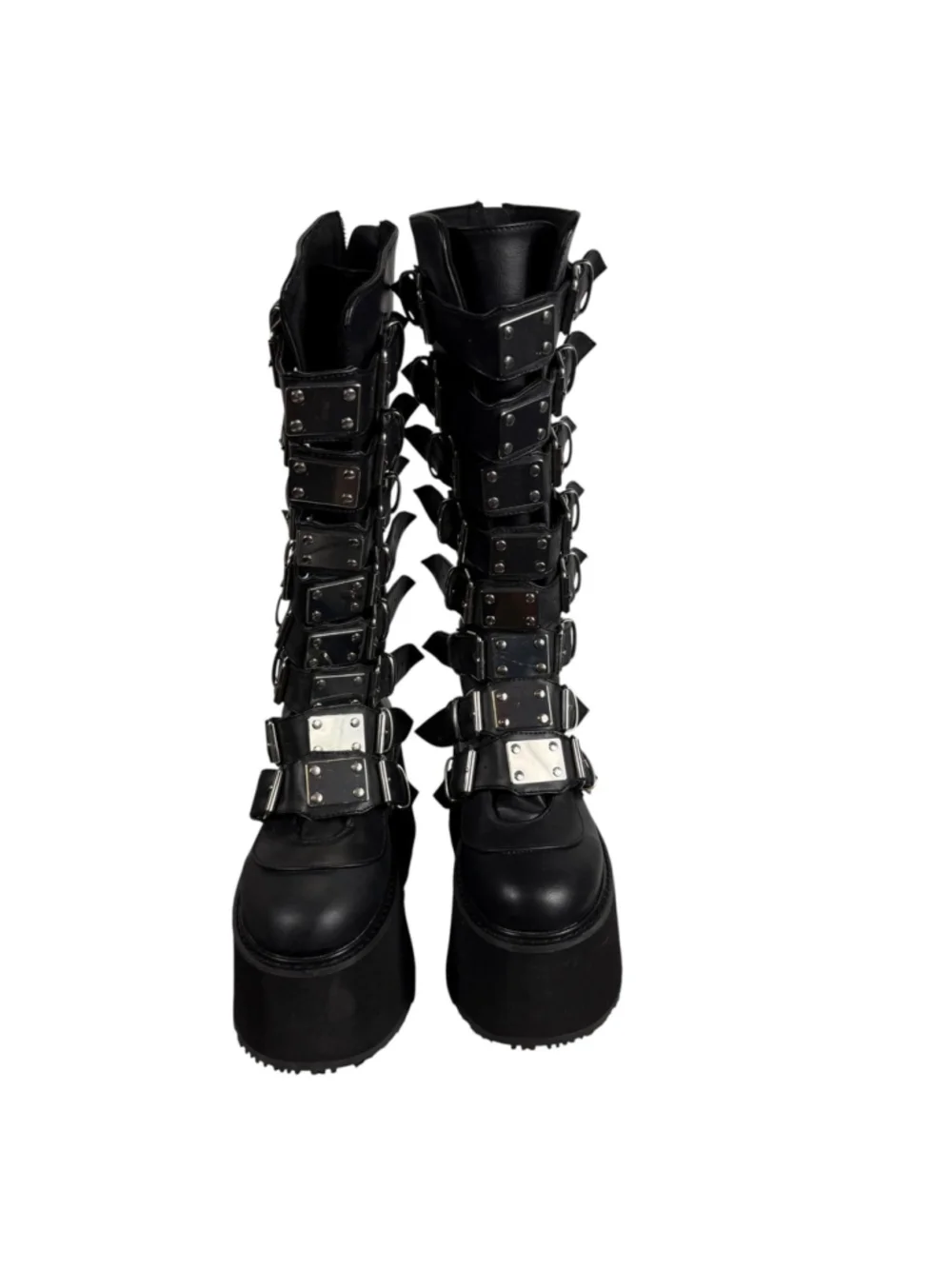 Demonia Cult Damned Platform Combat Military Punk Moto Boots Women's 8 Black